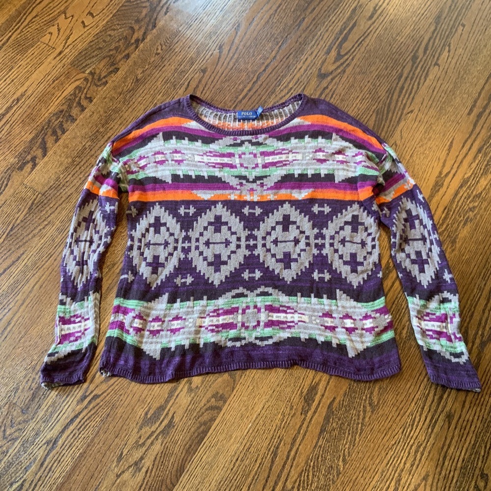 Polo Ralph Lauren Southwest Aztec Sweater SZ M Oversized Boxy EUC
